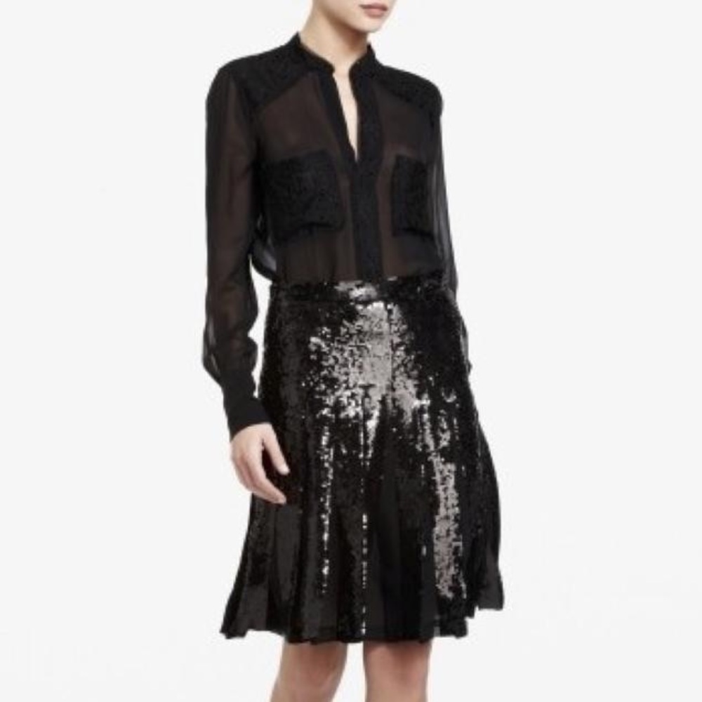 BCBGMAXAZRIA Black Sequin Skirt Size M